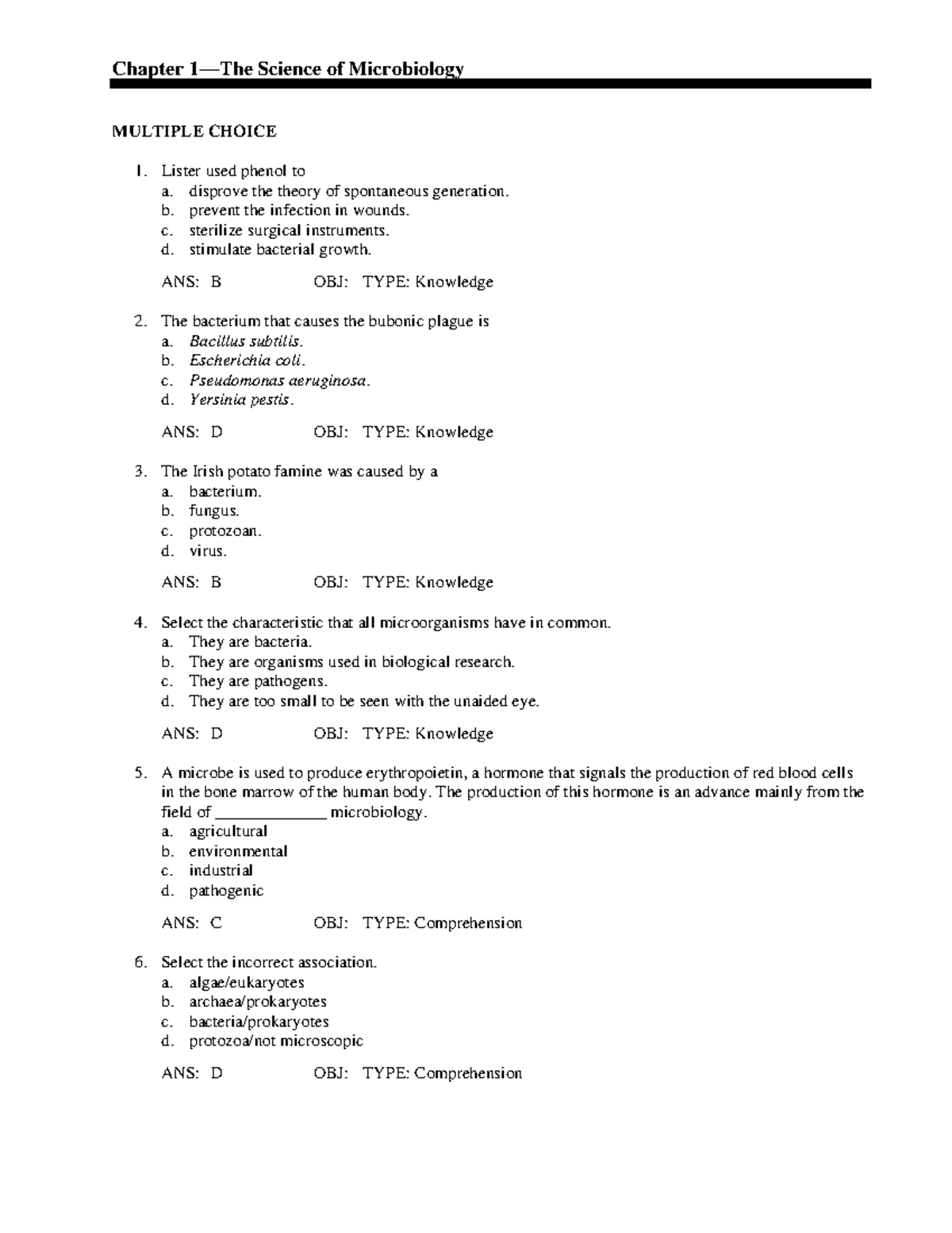 QBChapter 1 A detail microbiology note Chapter 1—The Science of