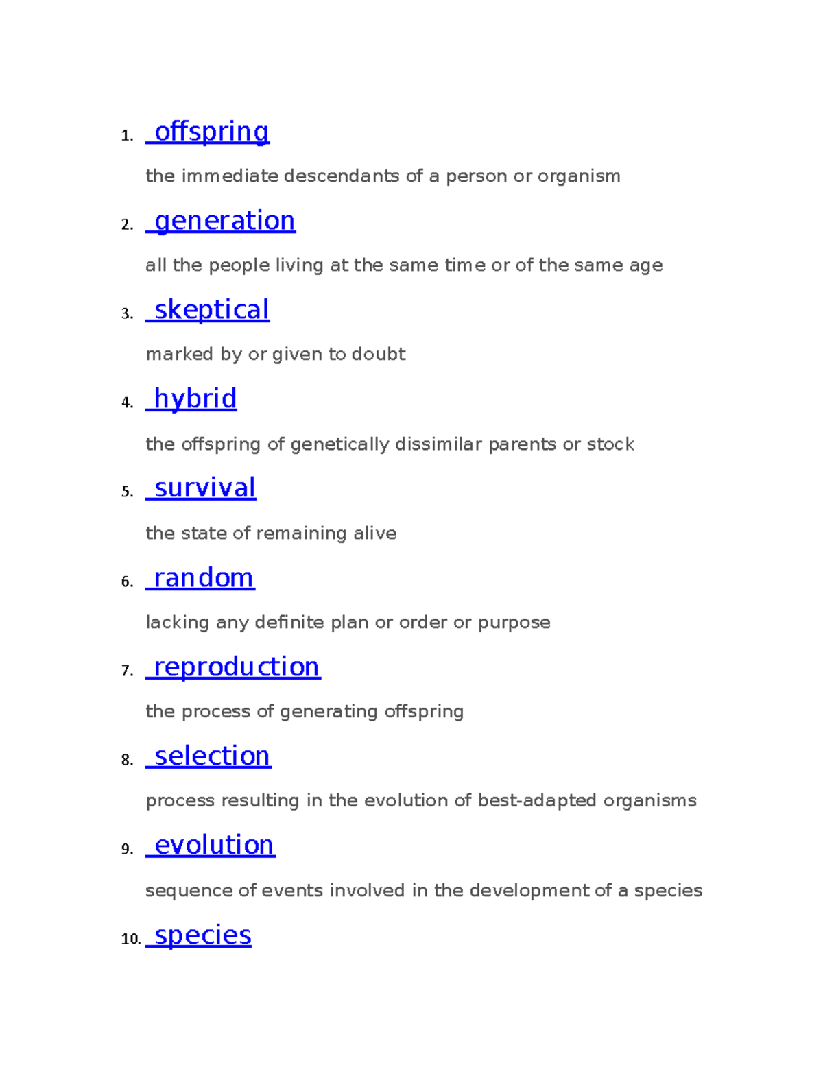 Sci 5 - Chem notes - 1. offspring the immediate descendants of a person ...