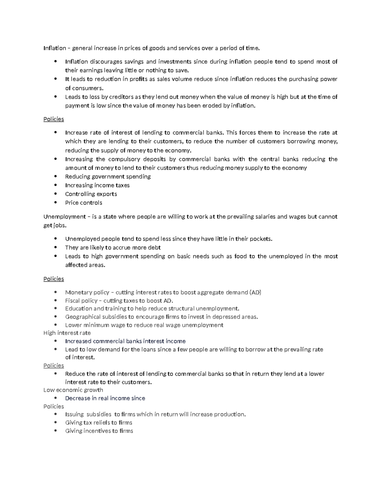 Assignment - best - Inflation – general increase in prices of goods and ...