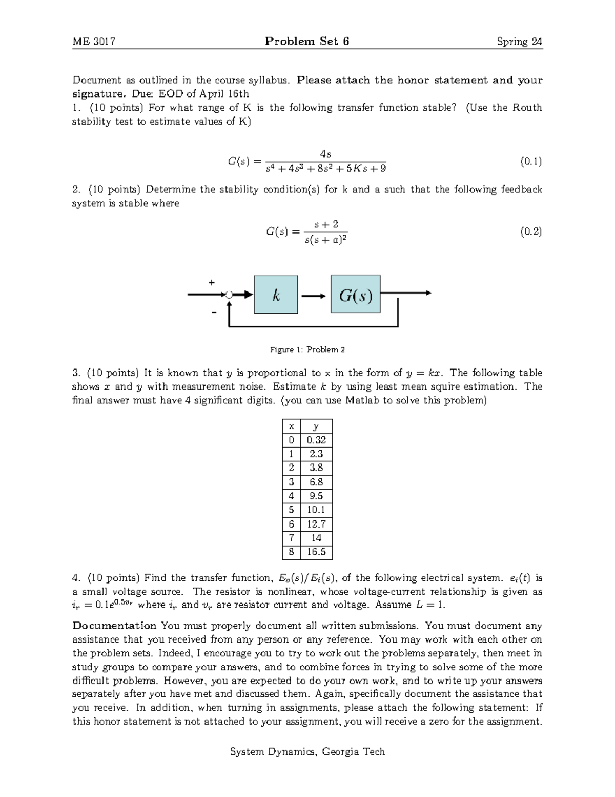 PS6 - ME 3017 Problem Set 6 Spring 24 Document As Outlined In The ...