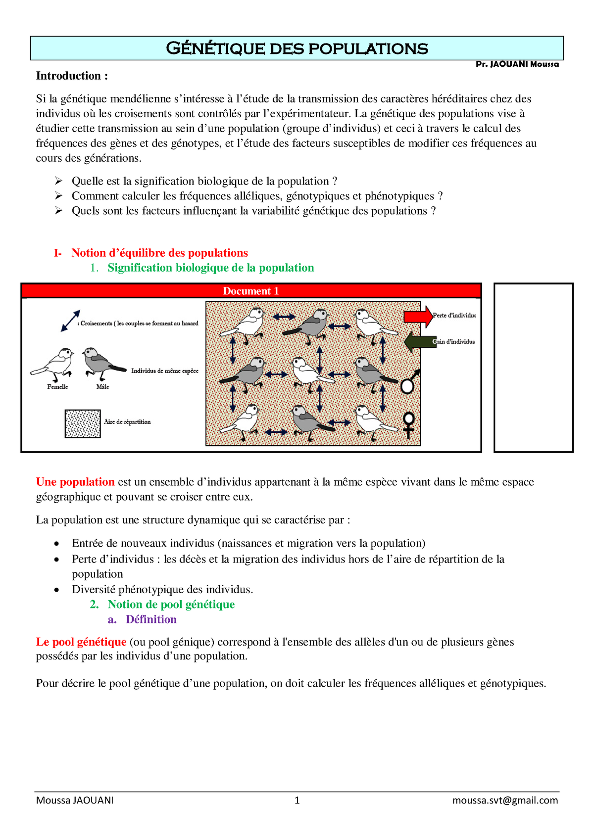 Genetique Des Populations Cours G N Tique Des Populations