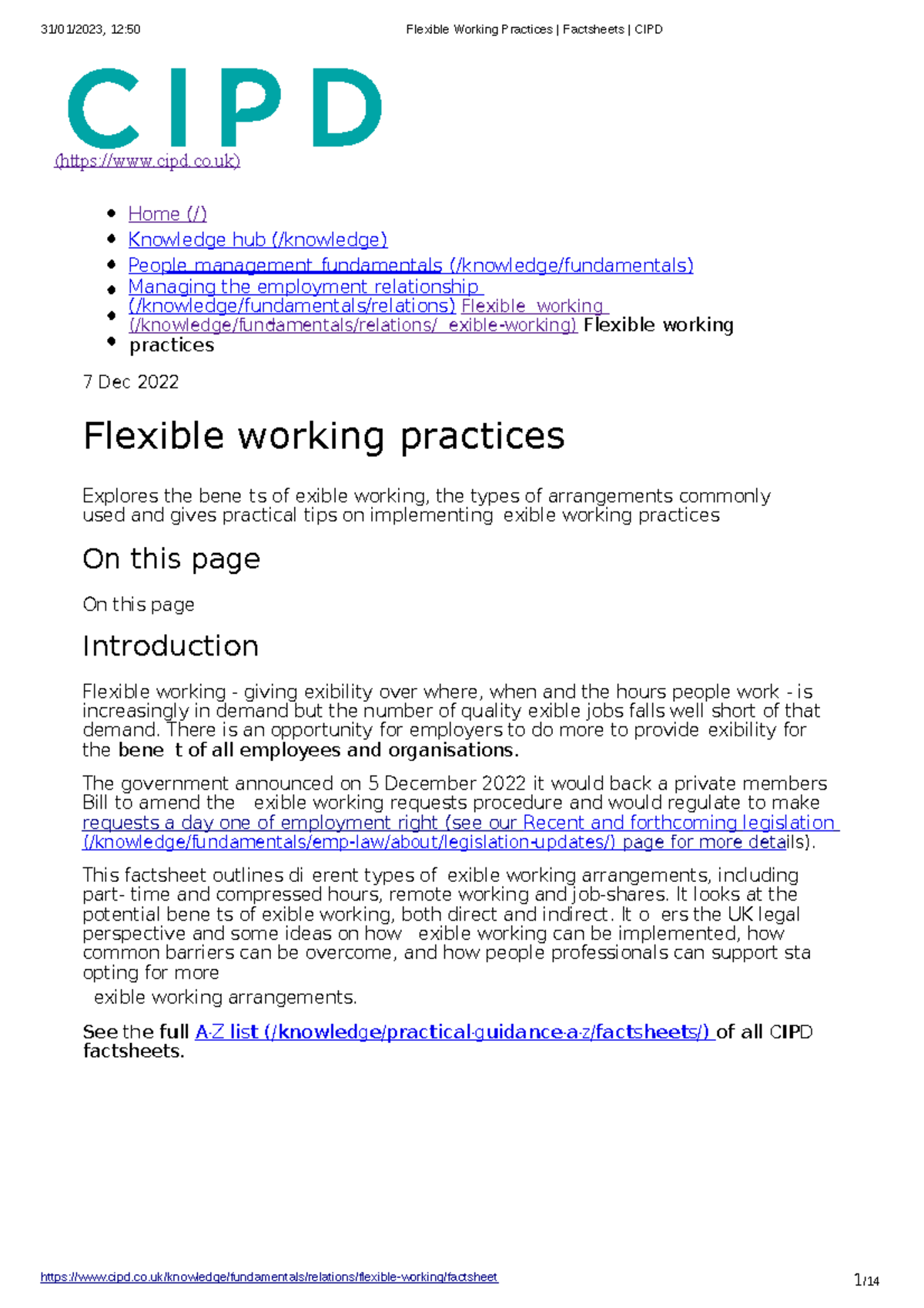 Flexible Working Practices Factsheets CIPD - - Studocu