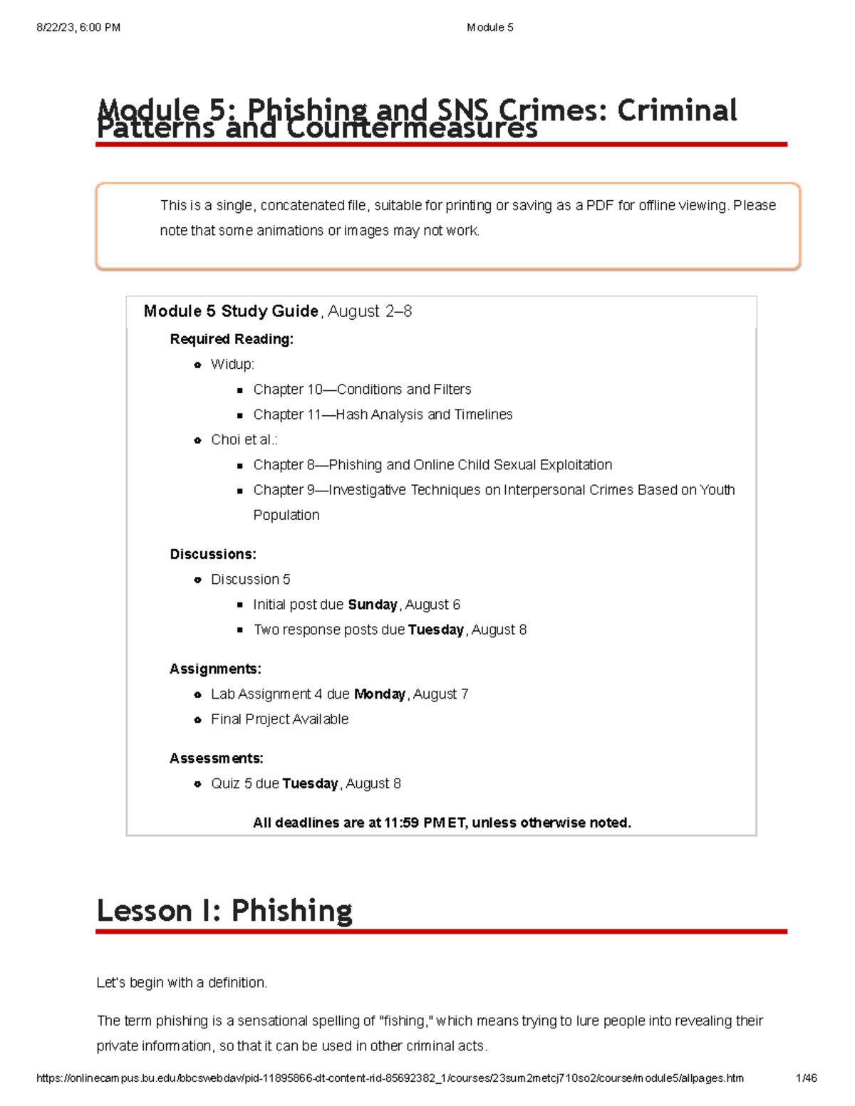 Module 5 digital forensics labs Module 5 Phishing and SNS Crimes