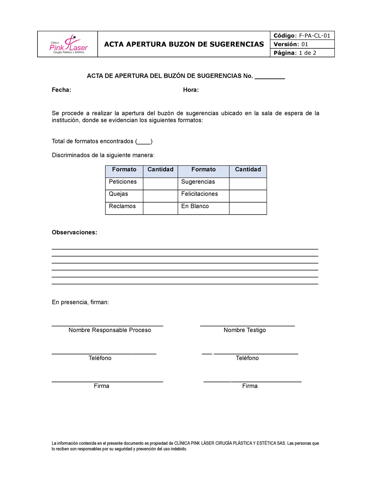 F Pa Cl 01 01 Acta De Apertura Buzon De Sugerencias Ciencias Sociales