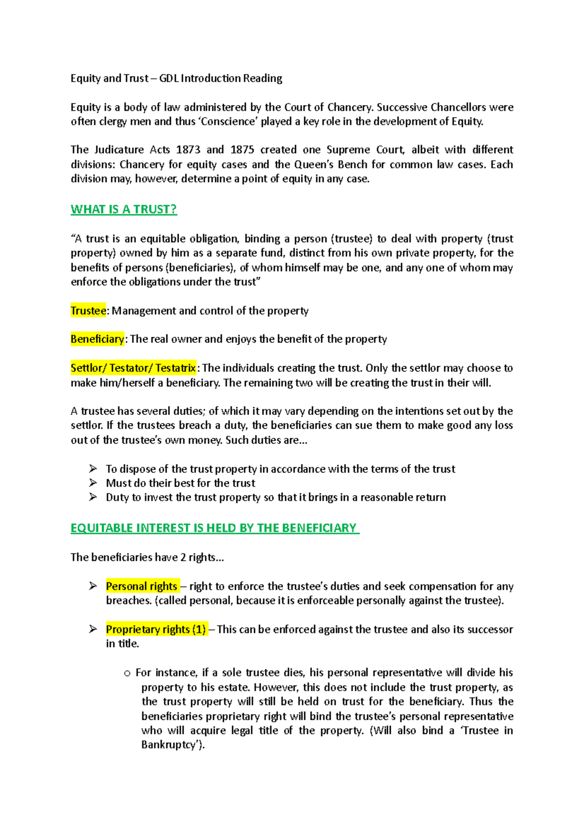 Introduction to Equity and Trusts module - Equity and Trust – GDL ...