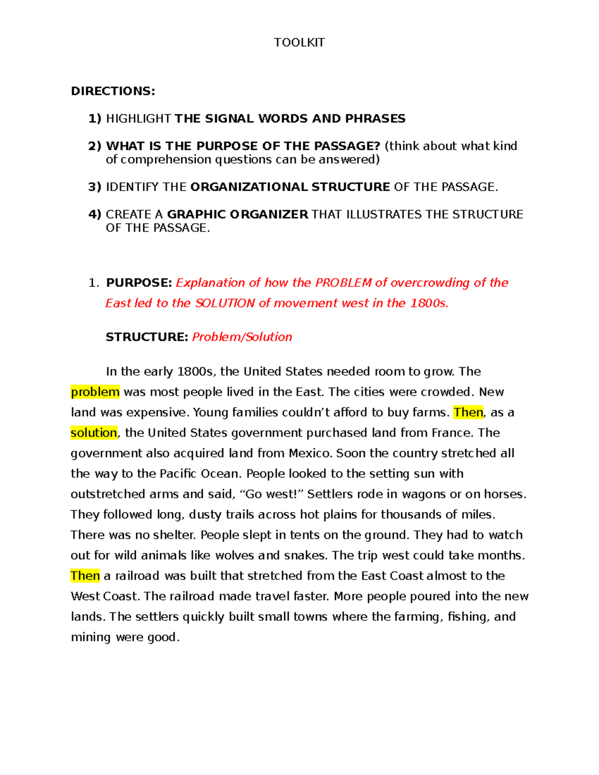 R5 Reading Strategy 12- Consider Structure - DIRECTIONS: 1) HIGHLIGHT ...