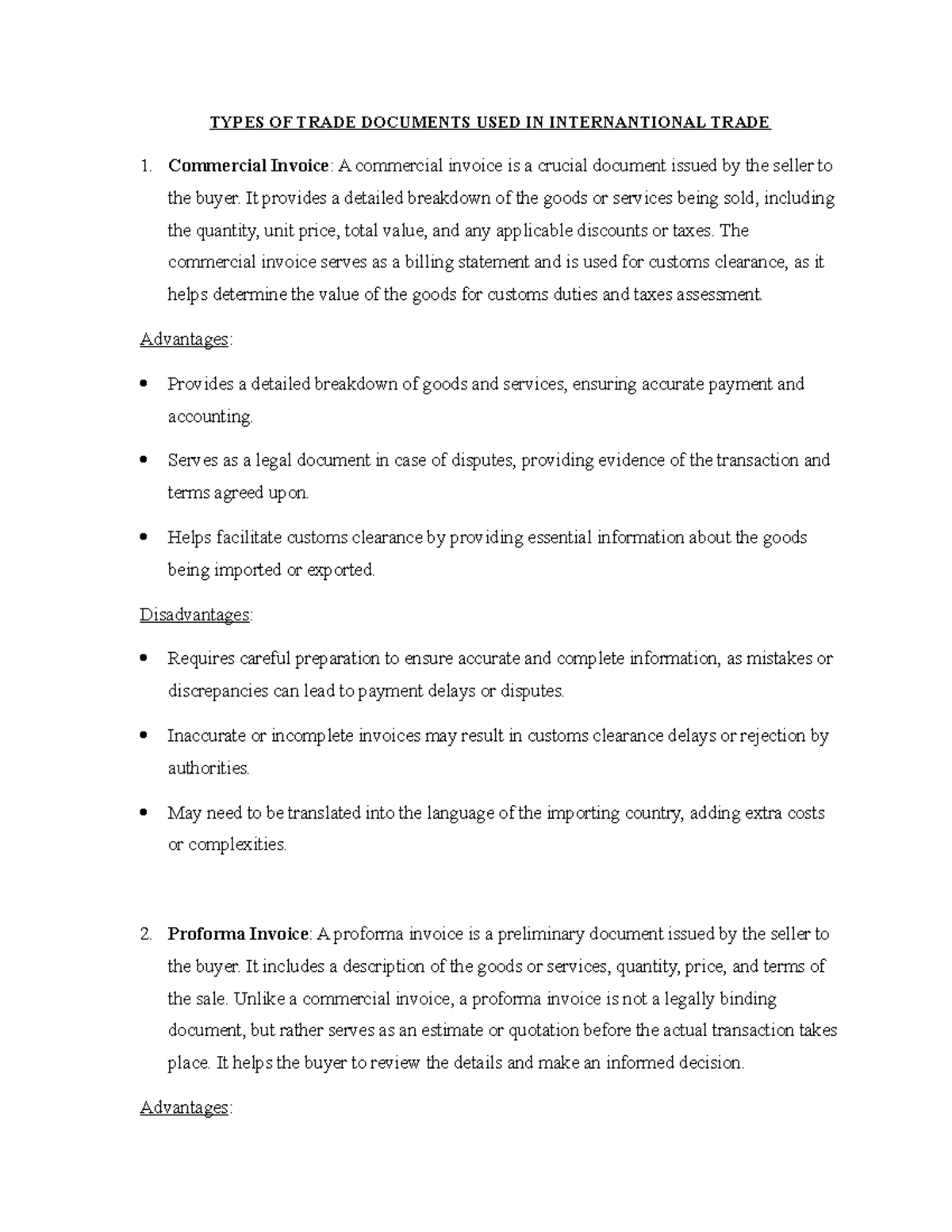 GRP 3~ Types OF Trade Documents USED - Bachelor of Commerce - JKUAT ...