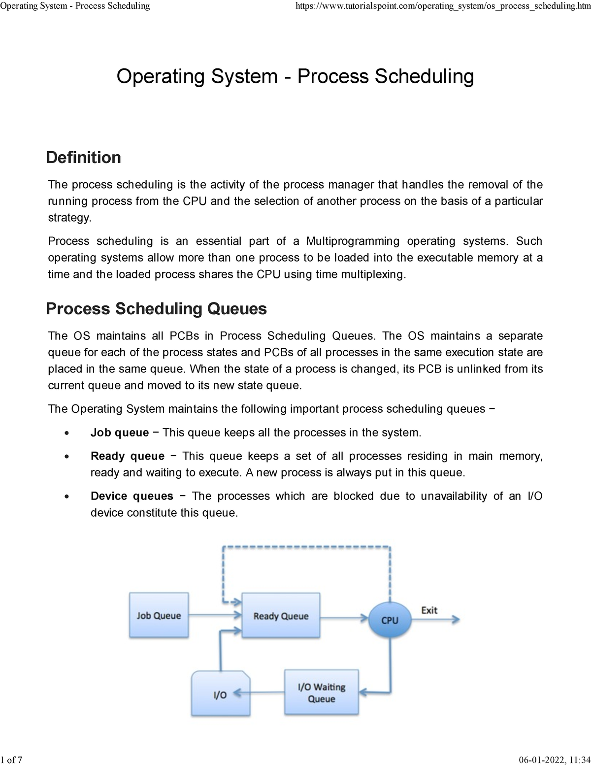 Operating System - Process Scheduling - Operating System - Process ...