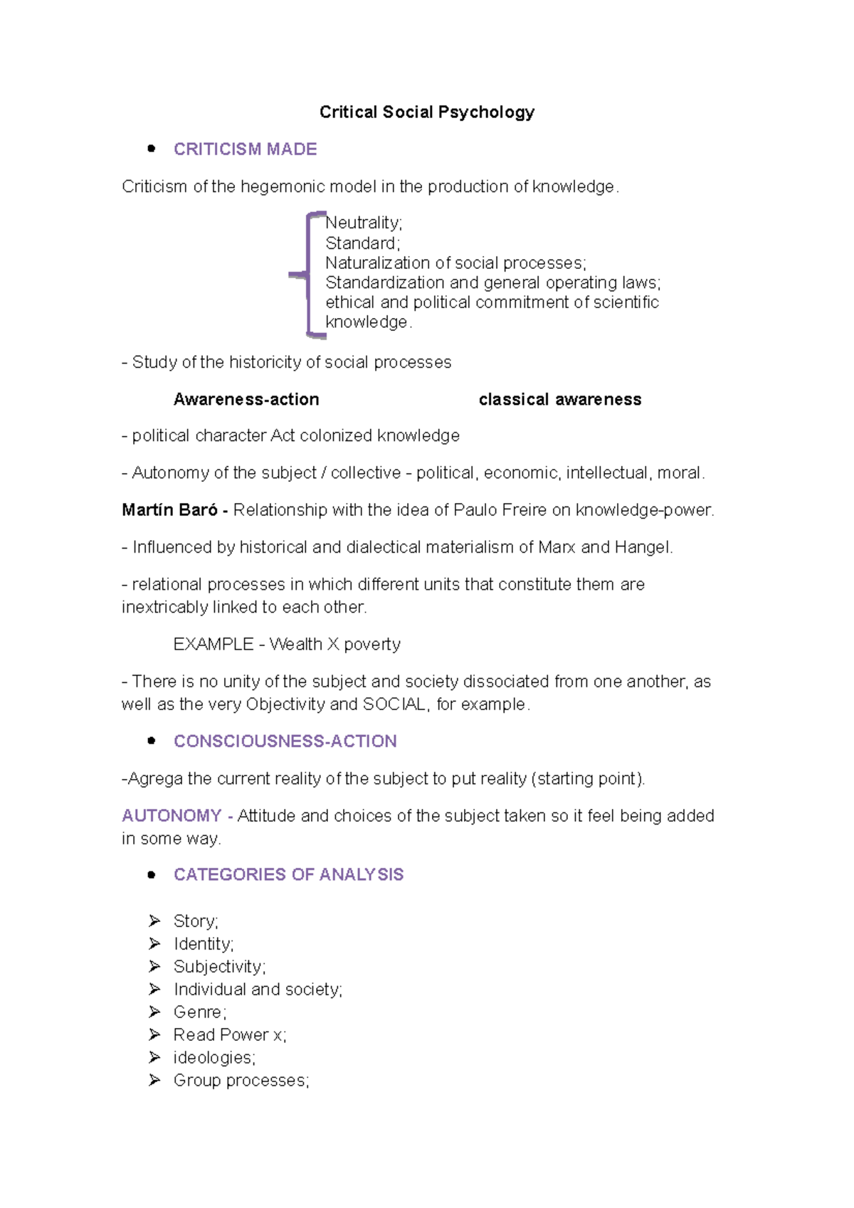 Critical Social Psychology - Neutrality; Standard; Naturalization of ...