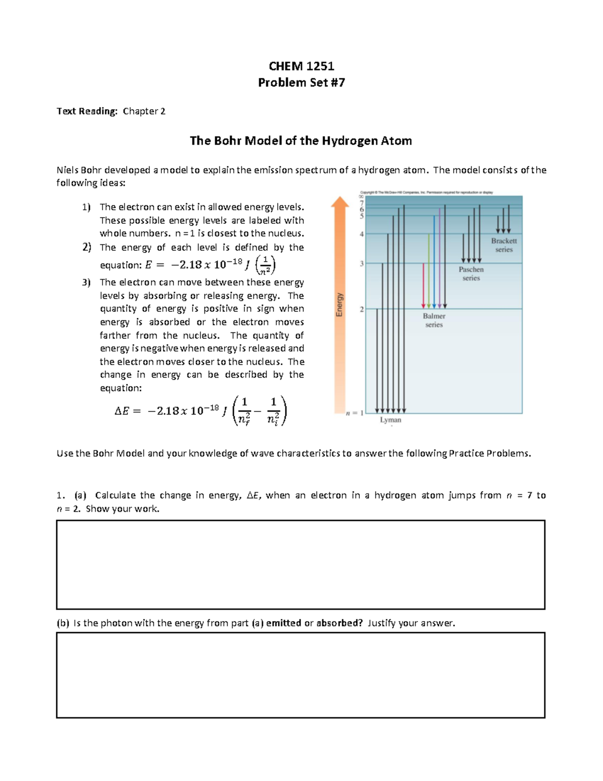 Ps 07 Tro Chapter 2 1 Practice Problems Chem 1251 Problem Set Text