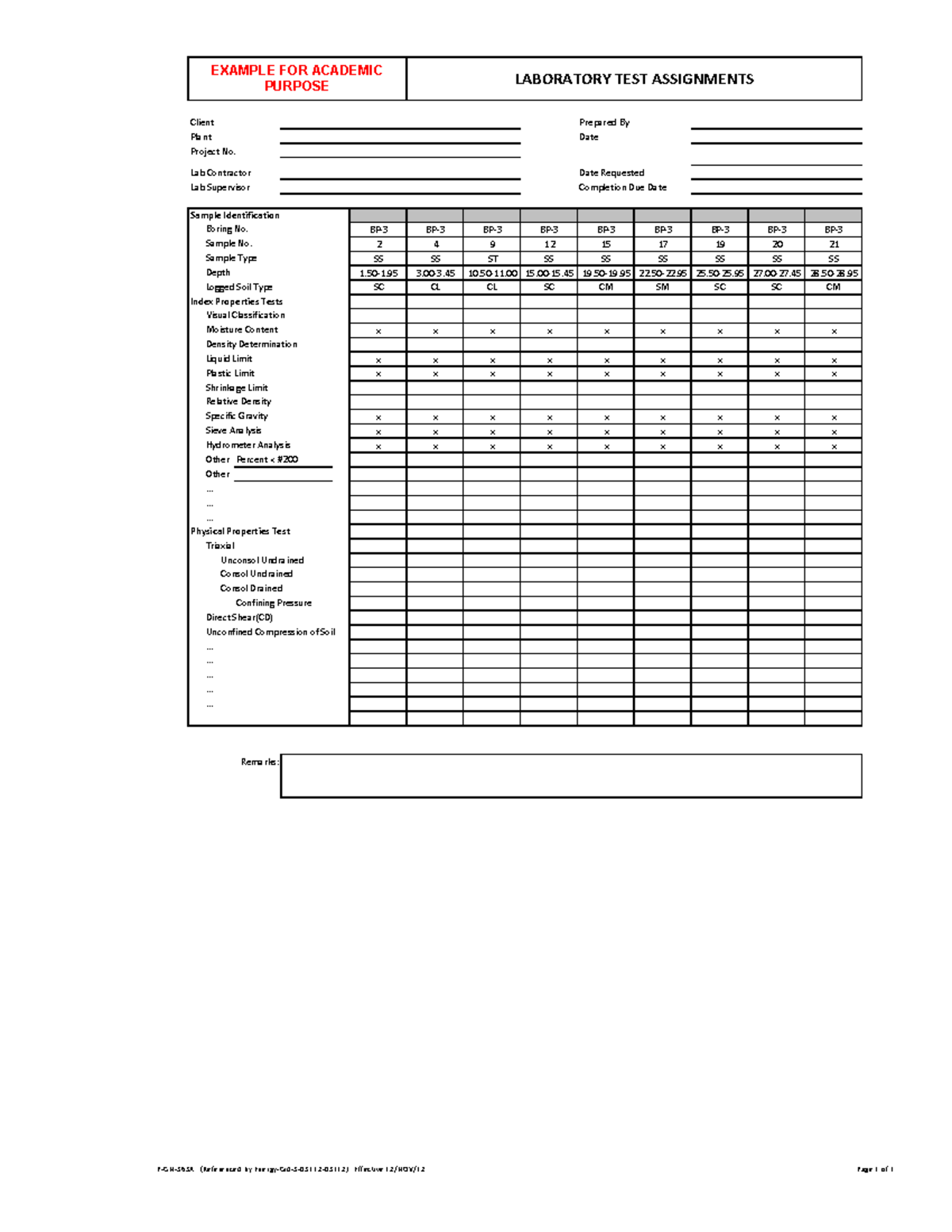 Test - test - Prepared By Lab Contractor Date Requested Lab Supervisor ...