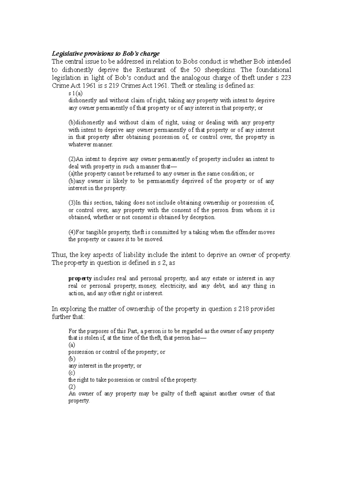 Property tutorial 2 - 2023 tut 2 - Legislative provisions to Bob’s ...