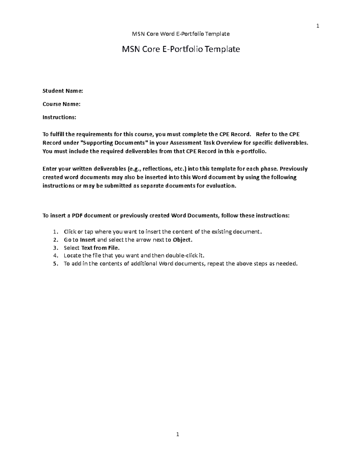 Msn core word eportfolio tempate MSN Core Word EPortfolio Template