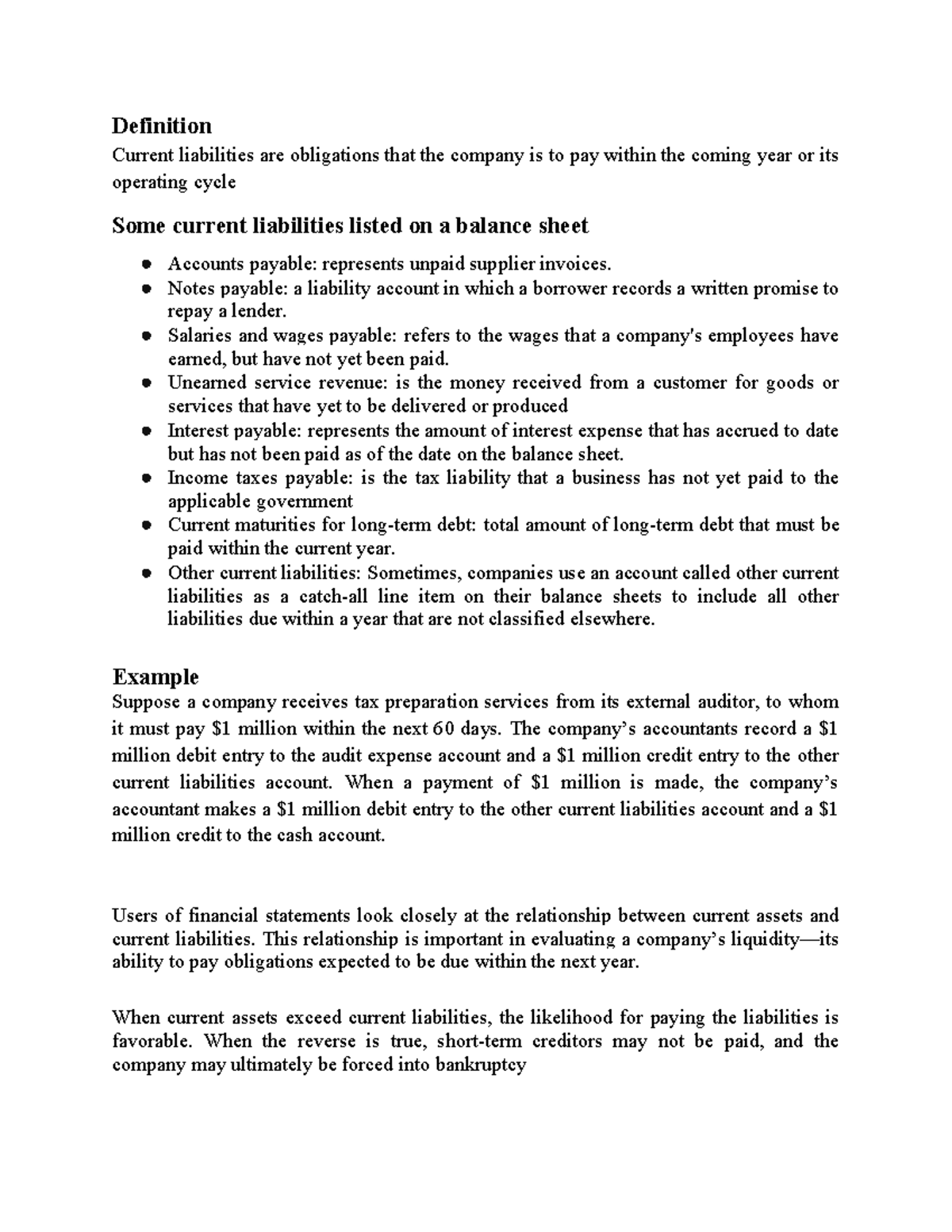 Current liabilities - Notes payable: a liability account in which a ...