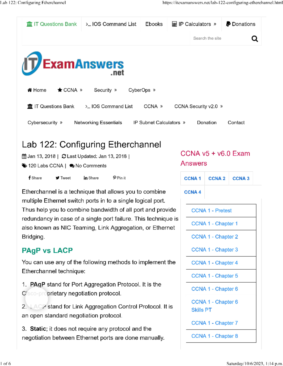 Lab122 configurin g ether Lab 122 Configuring Etherchannel Jan 13