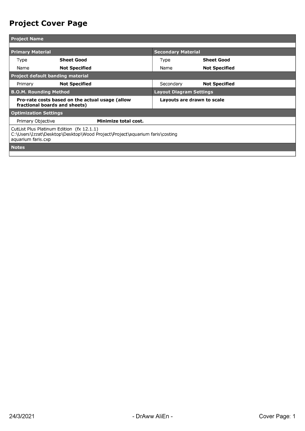 Costing aquarium - Mechanical Engineering - UNIMAS - Studocu