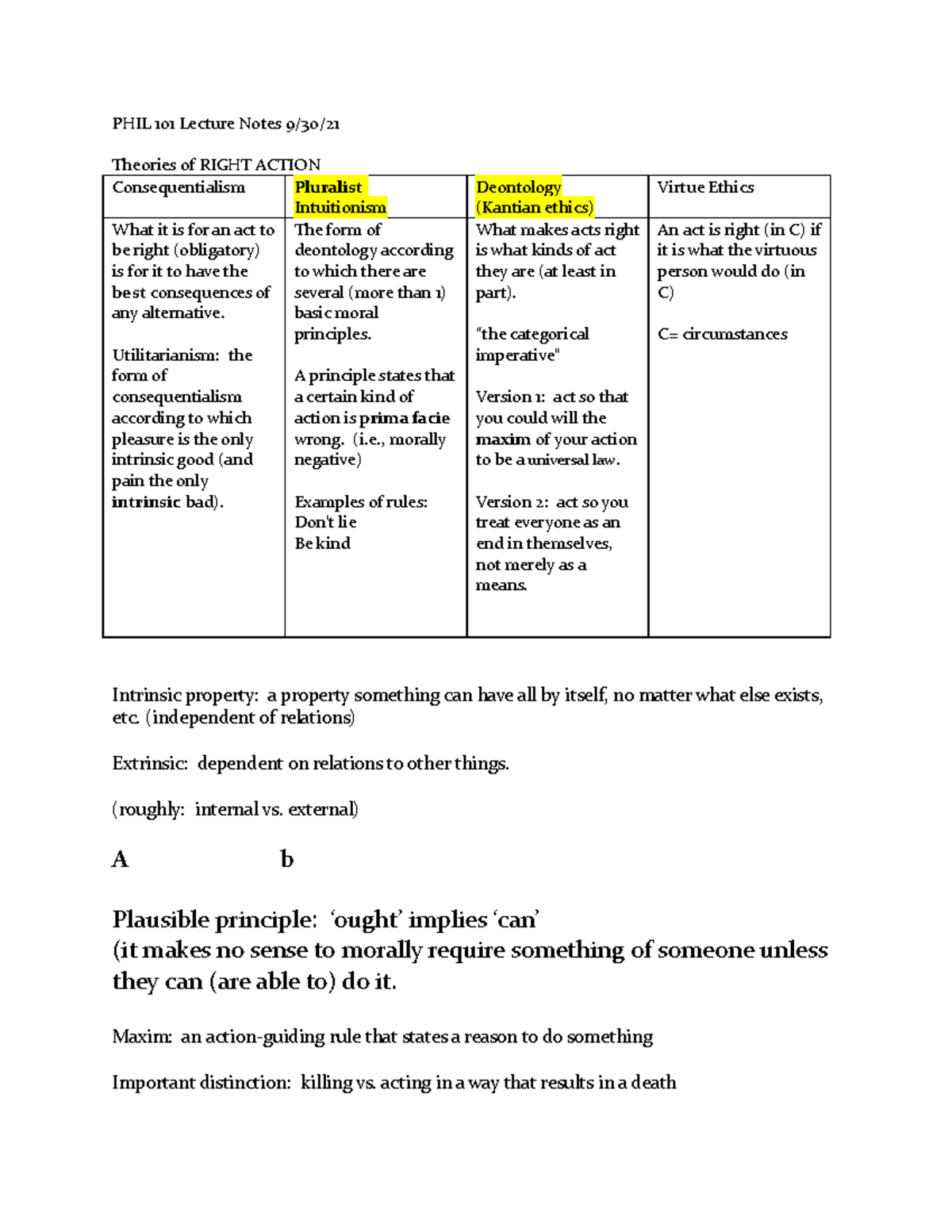 PHIL 101 Lecture Notes 9 30 21 - PHIL 101 Lecture Notes 9/30/ Theories ...