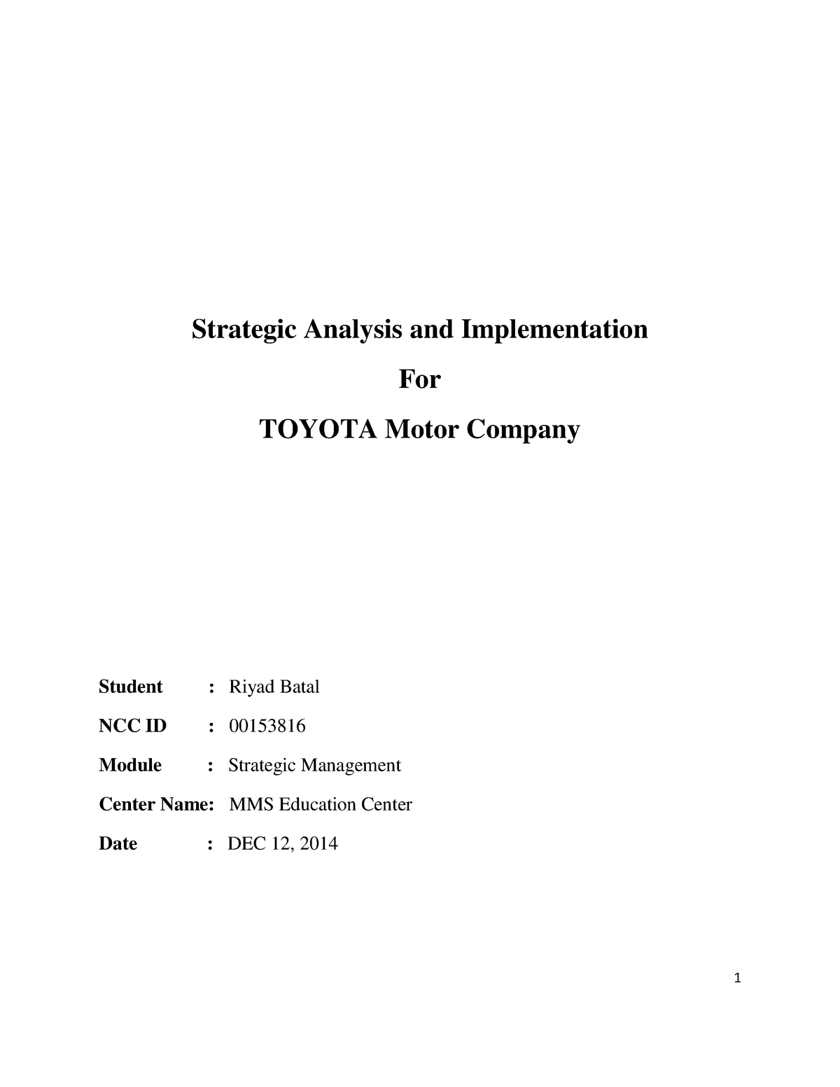 strategic implementation toyota case study