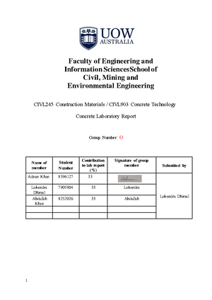 Concrete Strength Report - Report on the Compressive and Tensile ...