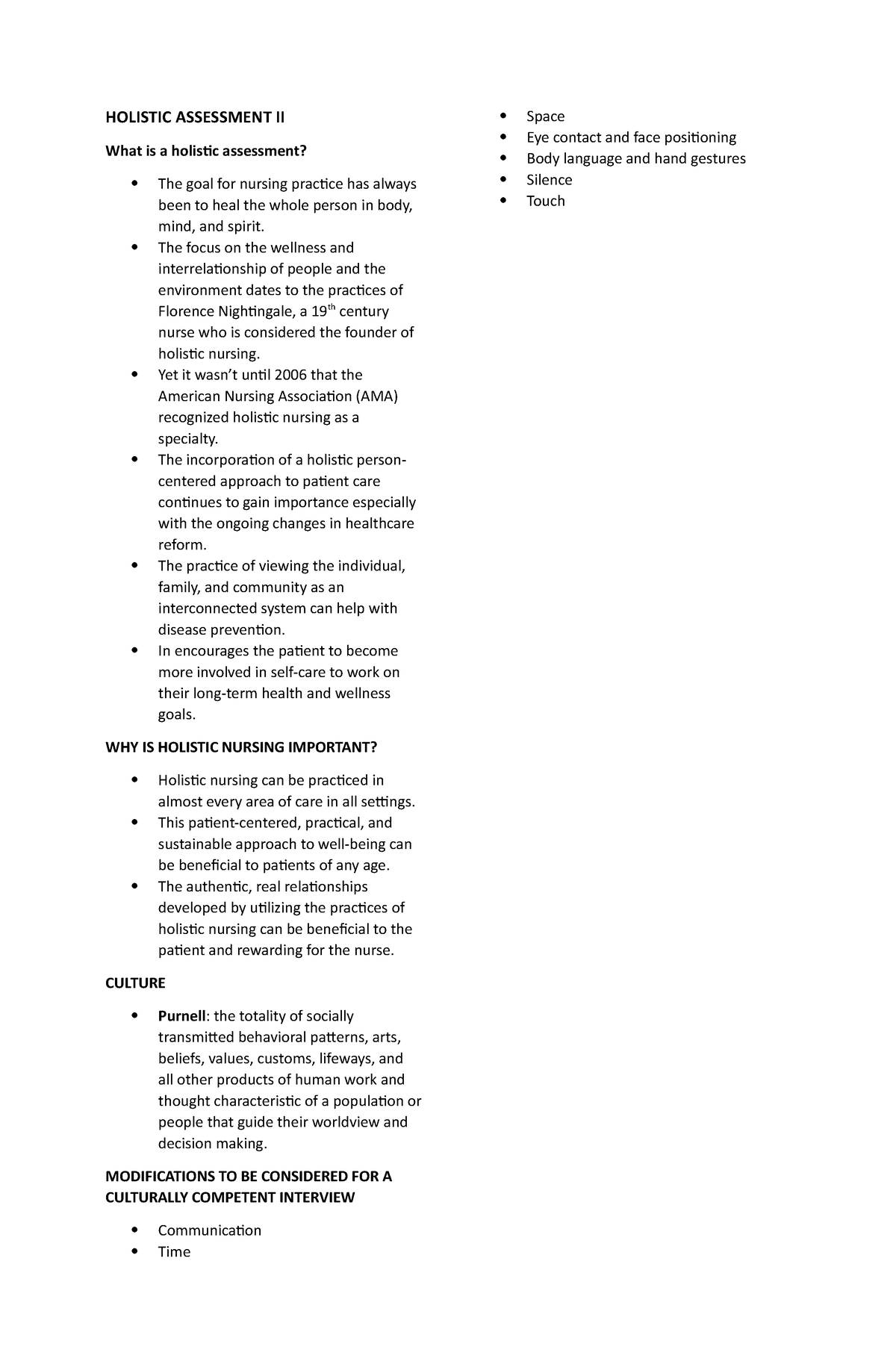 holistic assessment in nursing essay