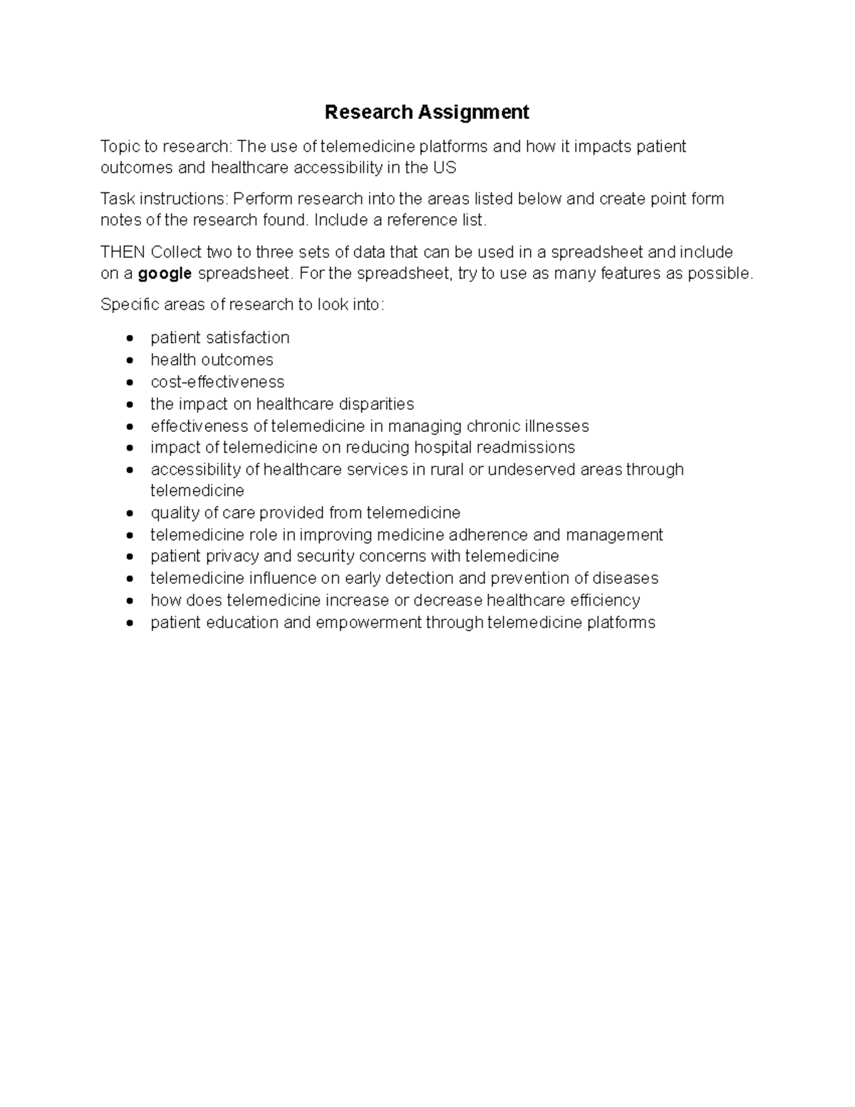 Research Assignment - Lecture Materials and revision notes - Research ...