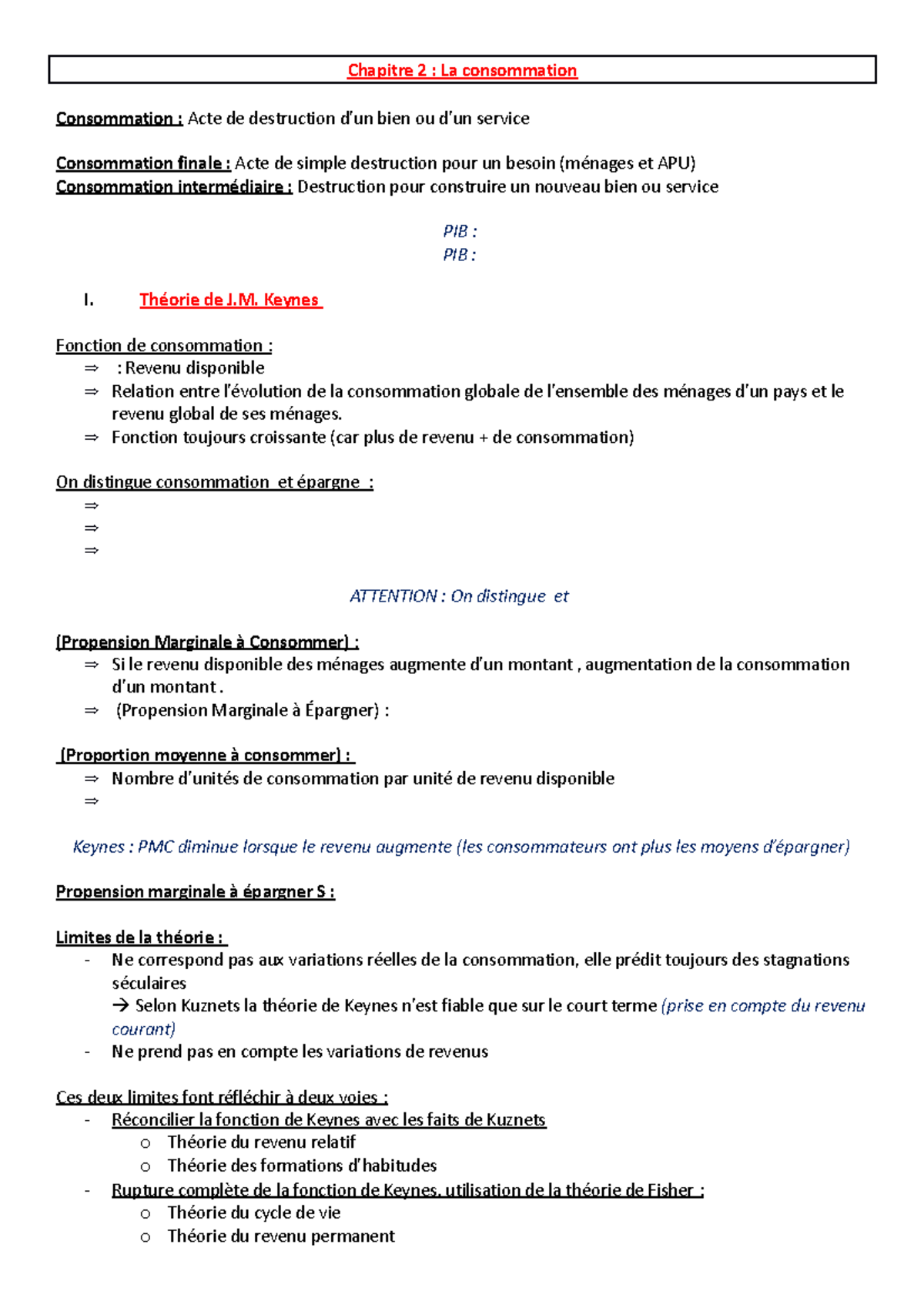 Chapitre 2 Fiche - Cours De Macroéconomie S2. - Chapitre 2 : La ...