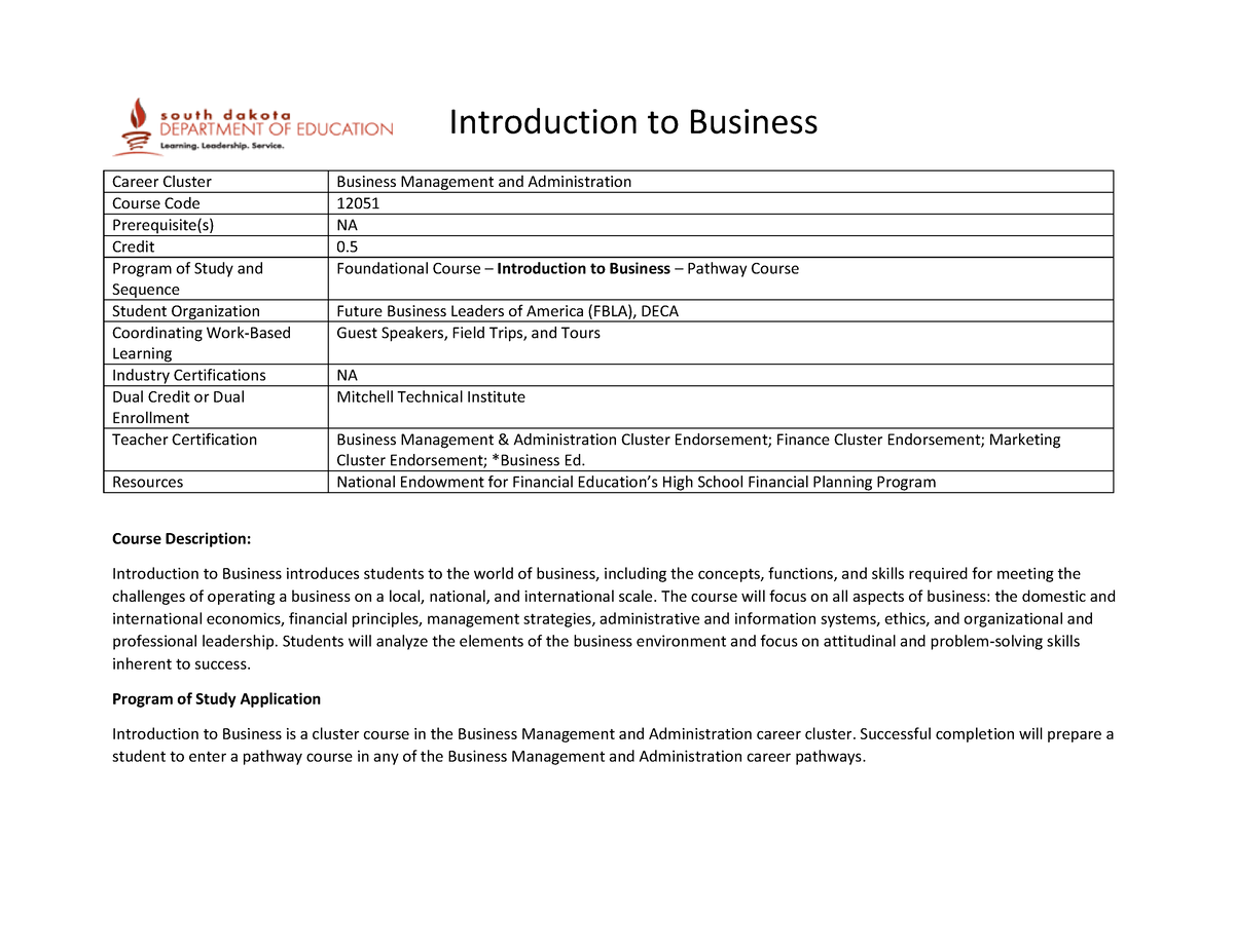 intro to business homework