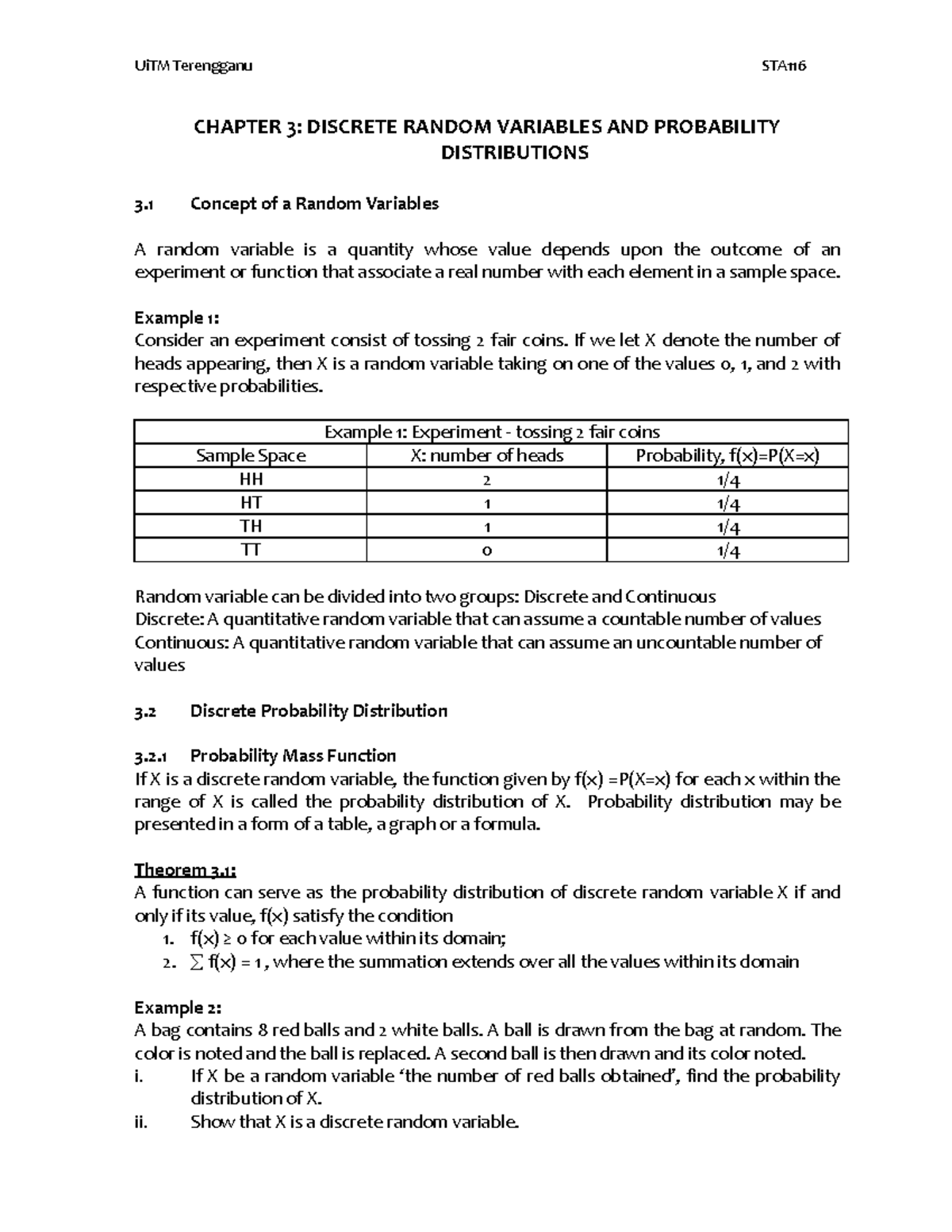 Chapter 3 STA116 - ... - CHAPTER 3: DISCRETE RANDOM VARIABLES AND ...