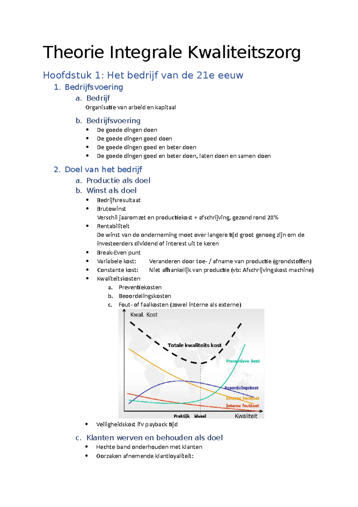 Integrale Kwaliteitszorg - Samenvatting Theorie - Theorie Integrale ...