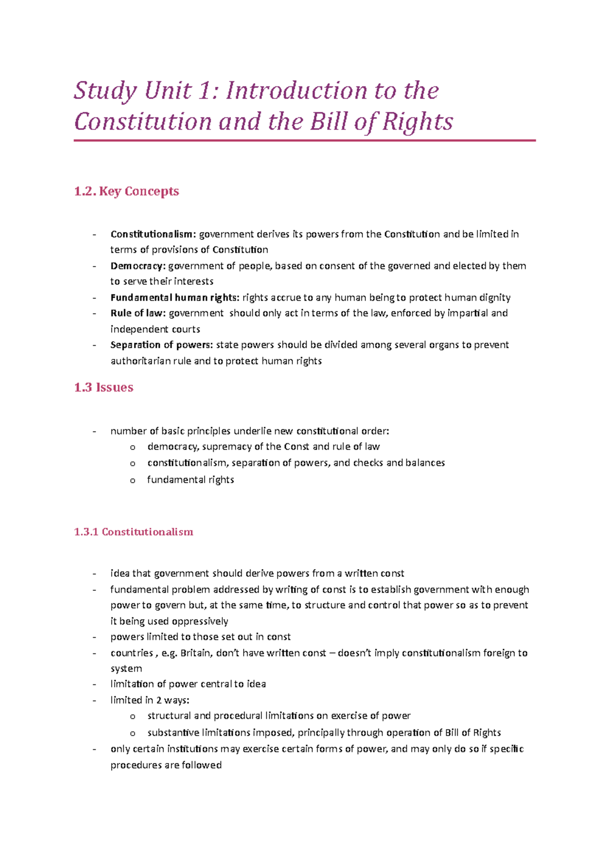 short-notes-study-unit-1-introduction-to-the-constitution-and-the