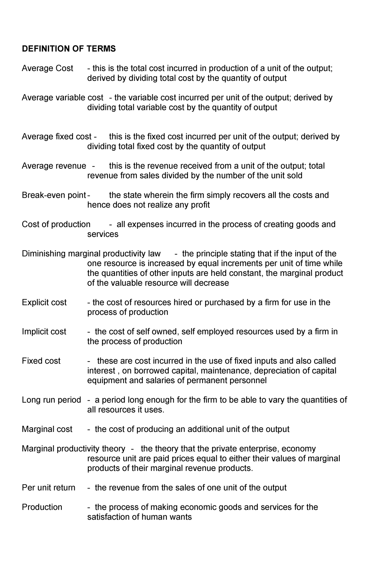 definition-of-terms-in-agricultural-economics-definition-of-terms