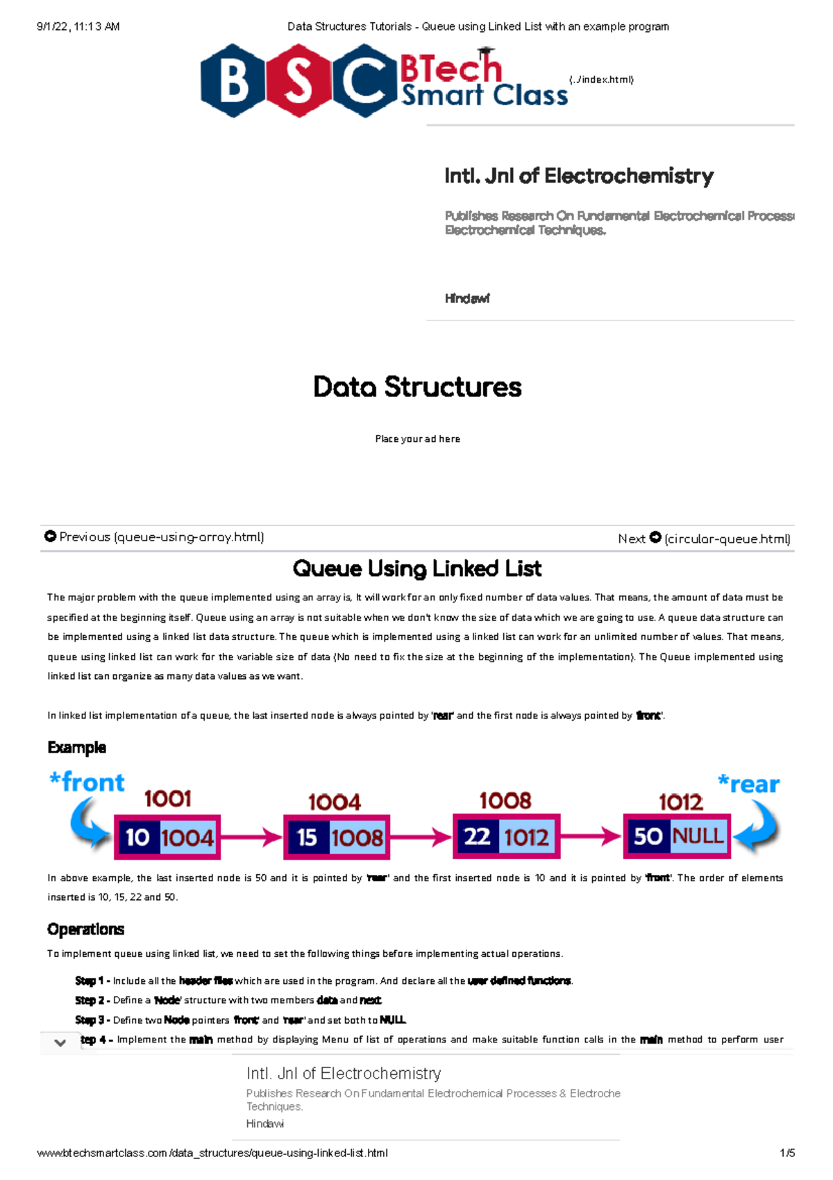 Queue using Linked List with an example program - (../index) Data ...