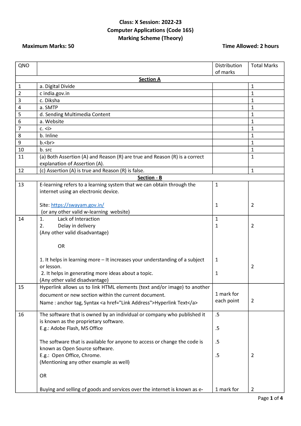 Computer Application-MS - Class: X Session: 2022- Computer Applications ...