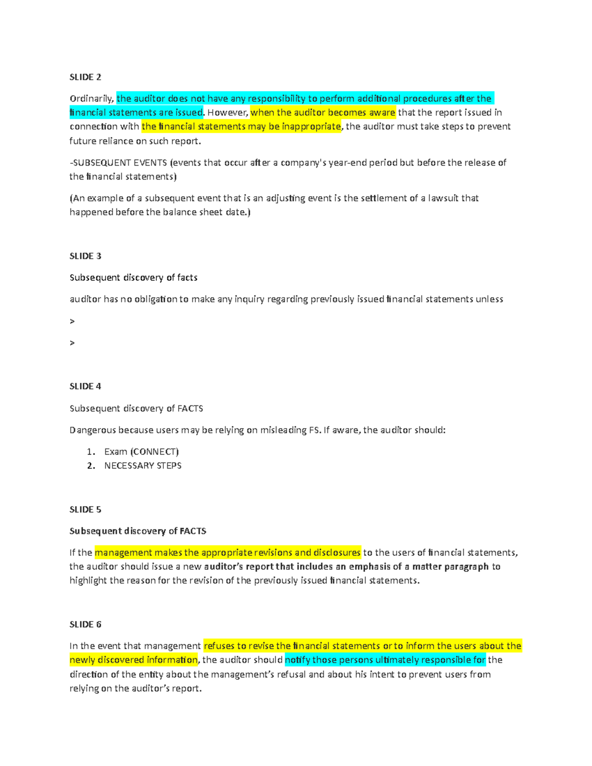 C10 Explanation - Summary - SLIDE 2 Ordinarily, the auditor does not ...