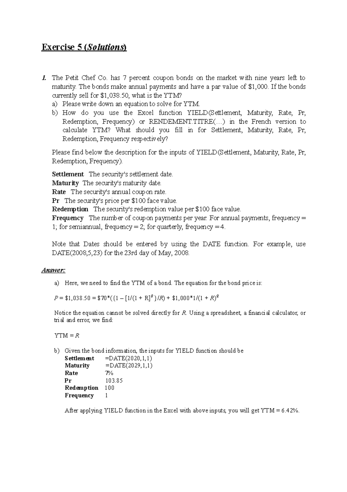 Exercise 5 Solutions Exercice Corrigé Exercise 5 Solutions 1