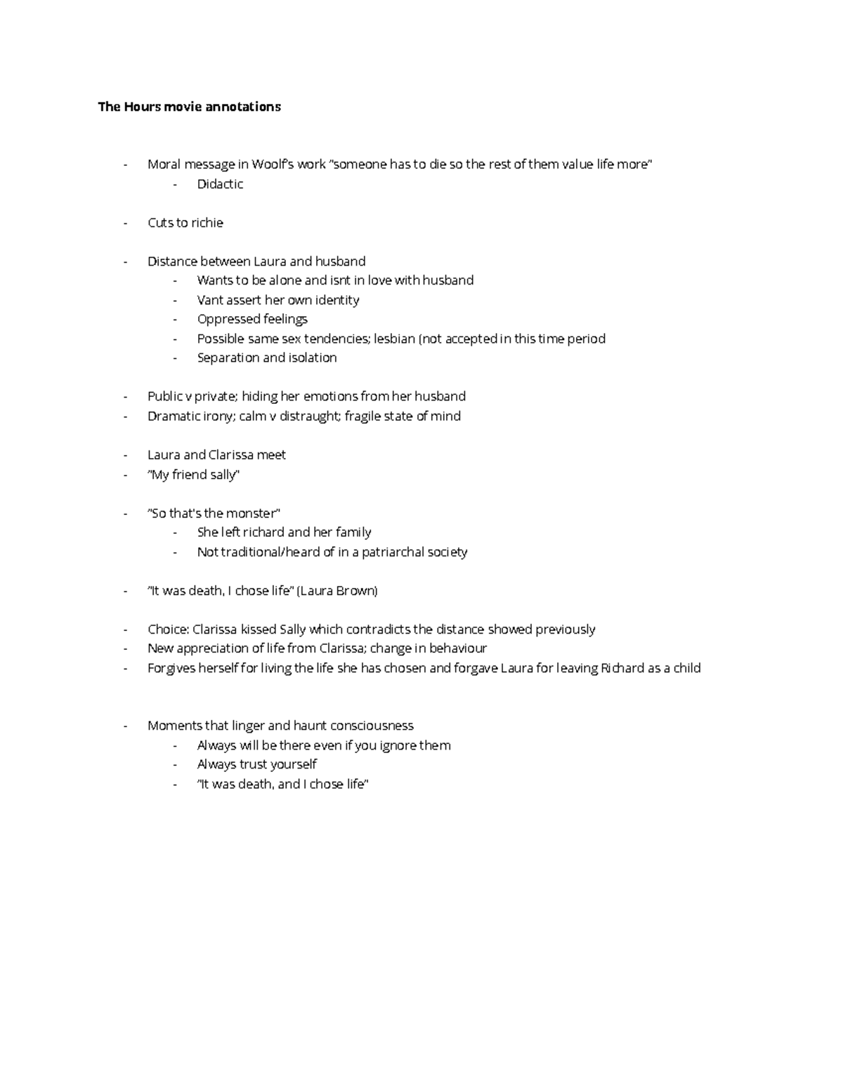 The Hours Movie Annotations - The Hours movie annotations Moral message ...