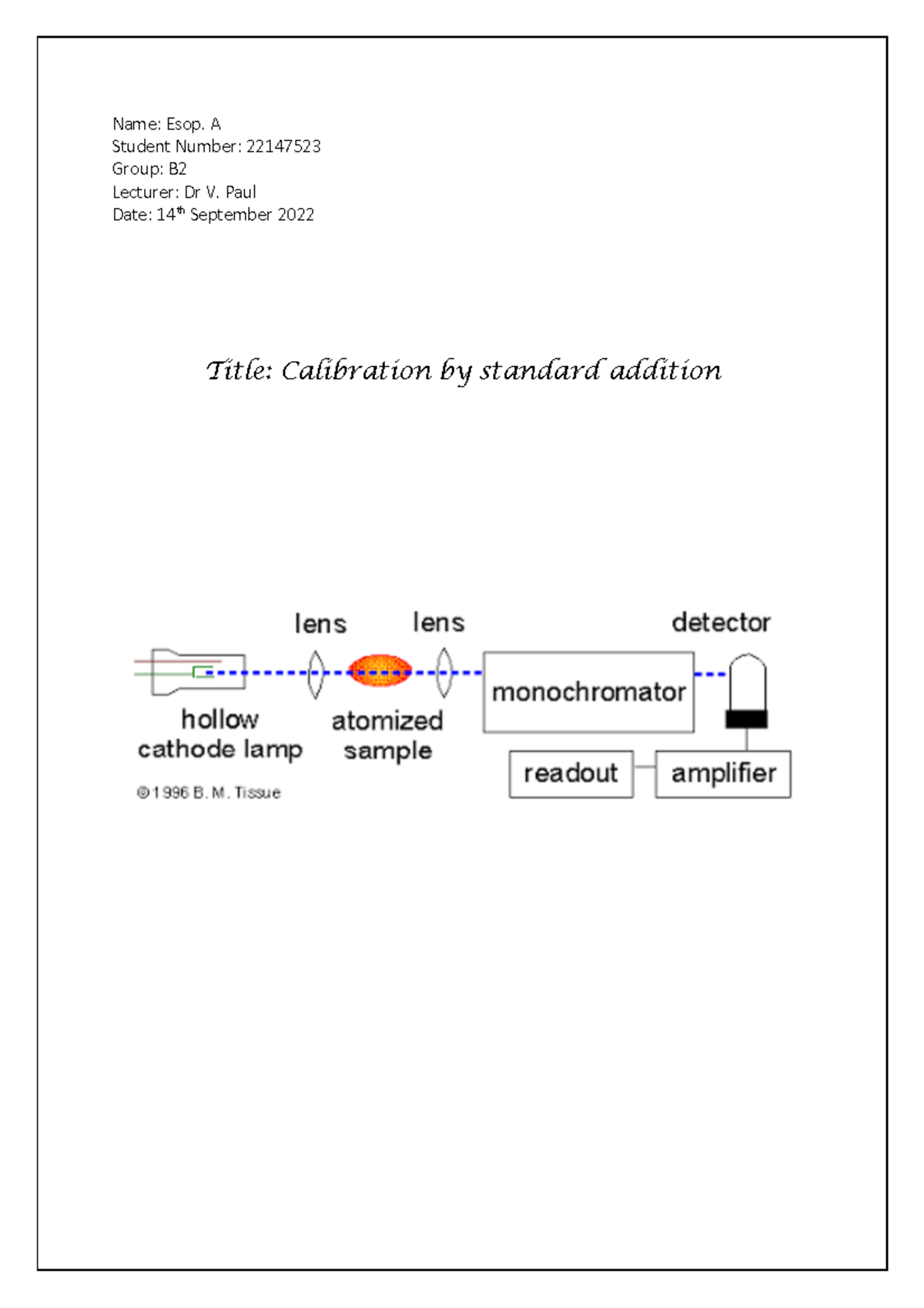 Prac report - To determine how effective the standard addition method ...