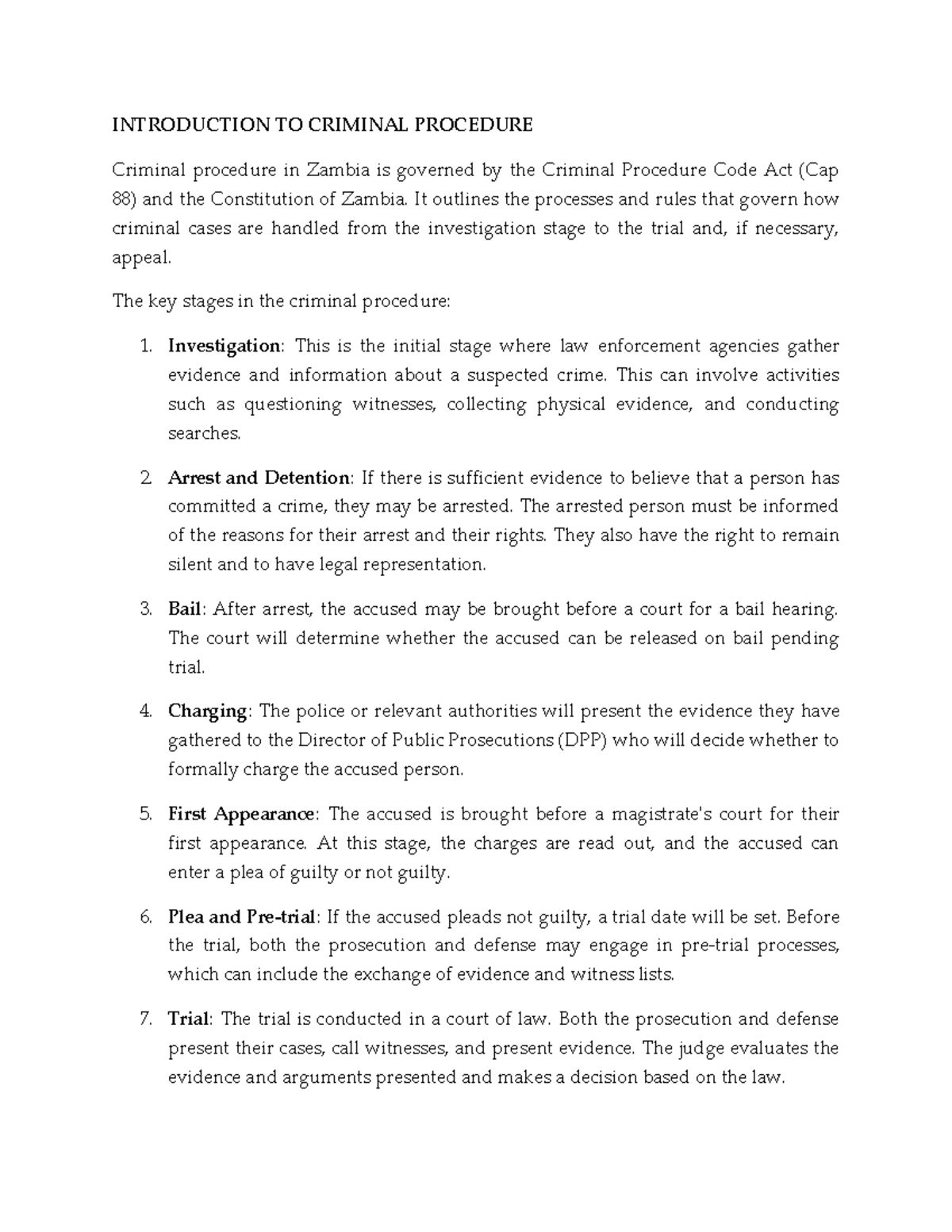 Topic 7- Criminal Procedure - INTRODUCTION TO CRIMINAL PROCEDURE ...