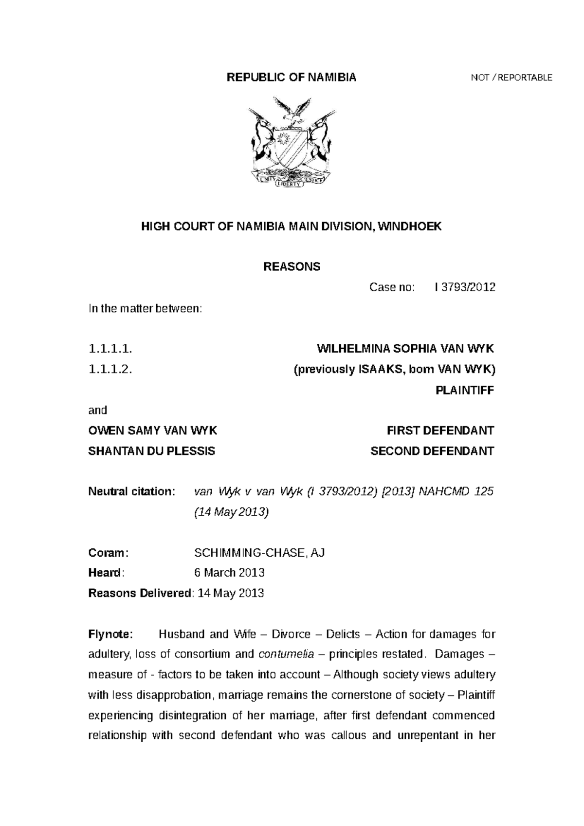 Source - REPUBLIC OF NAMIBIA HIGH COURT OF NAMIBIA MAIN DIVISION ...