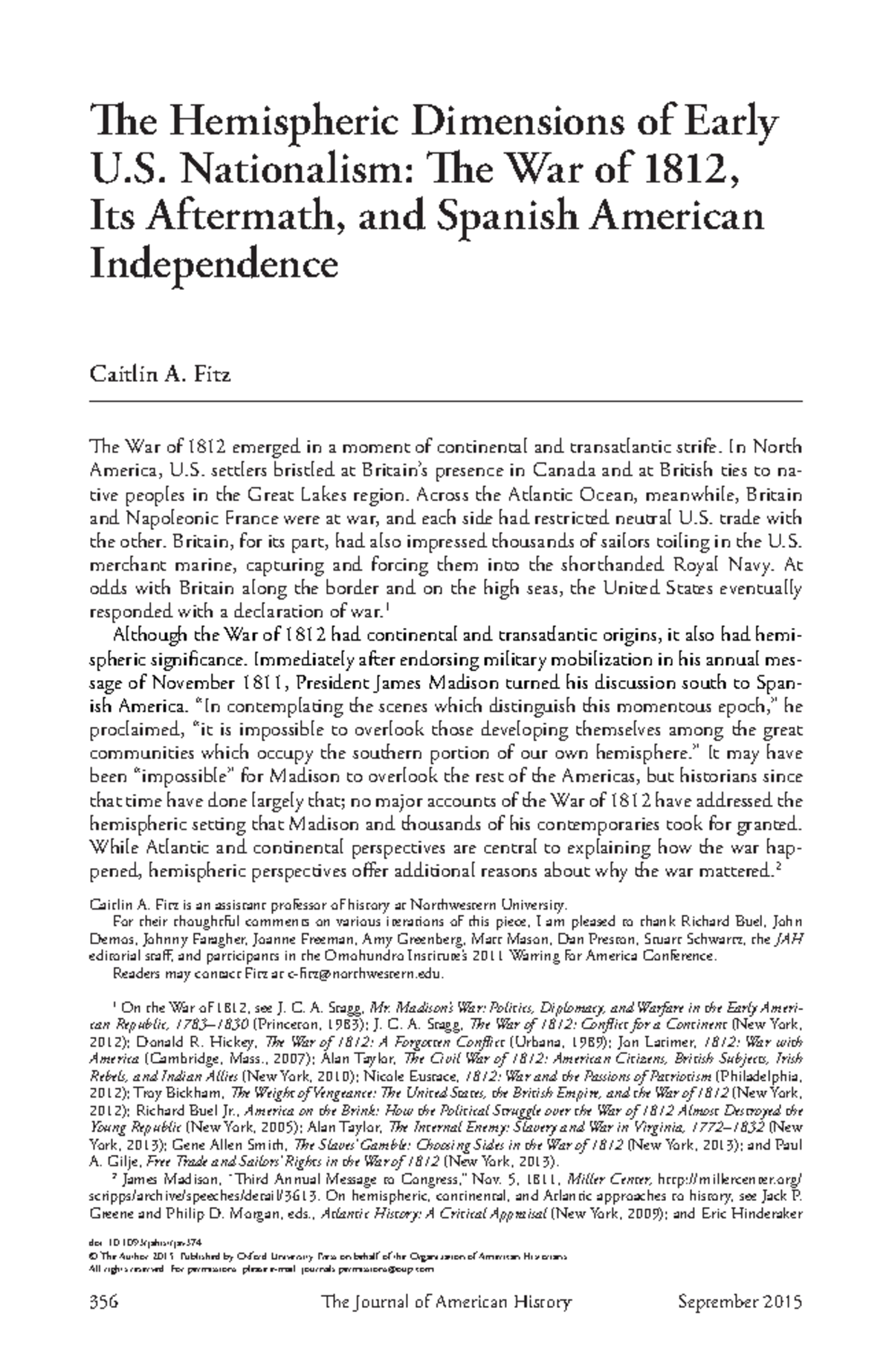The war of 1812 - history of USA war of 1812 - 356 e Journal of ...