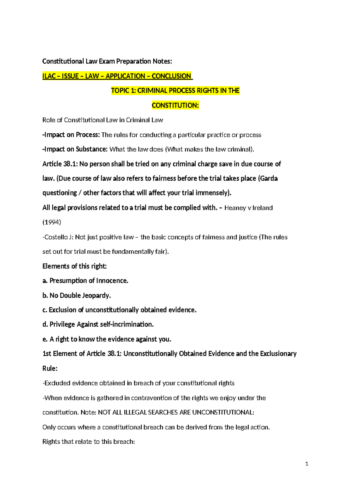 Cons Law exam notes - .... - Constitutional Law Exam Preparation Notes ...