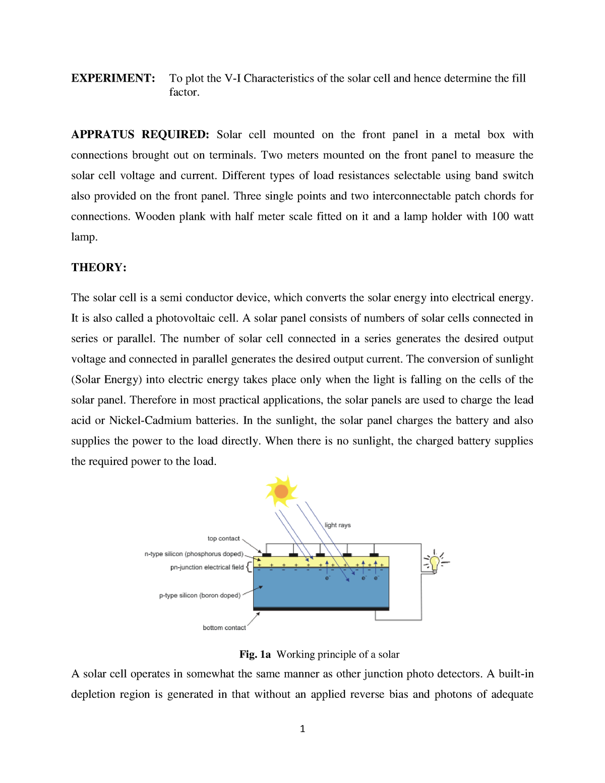 solar cell lab experiment