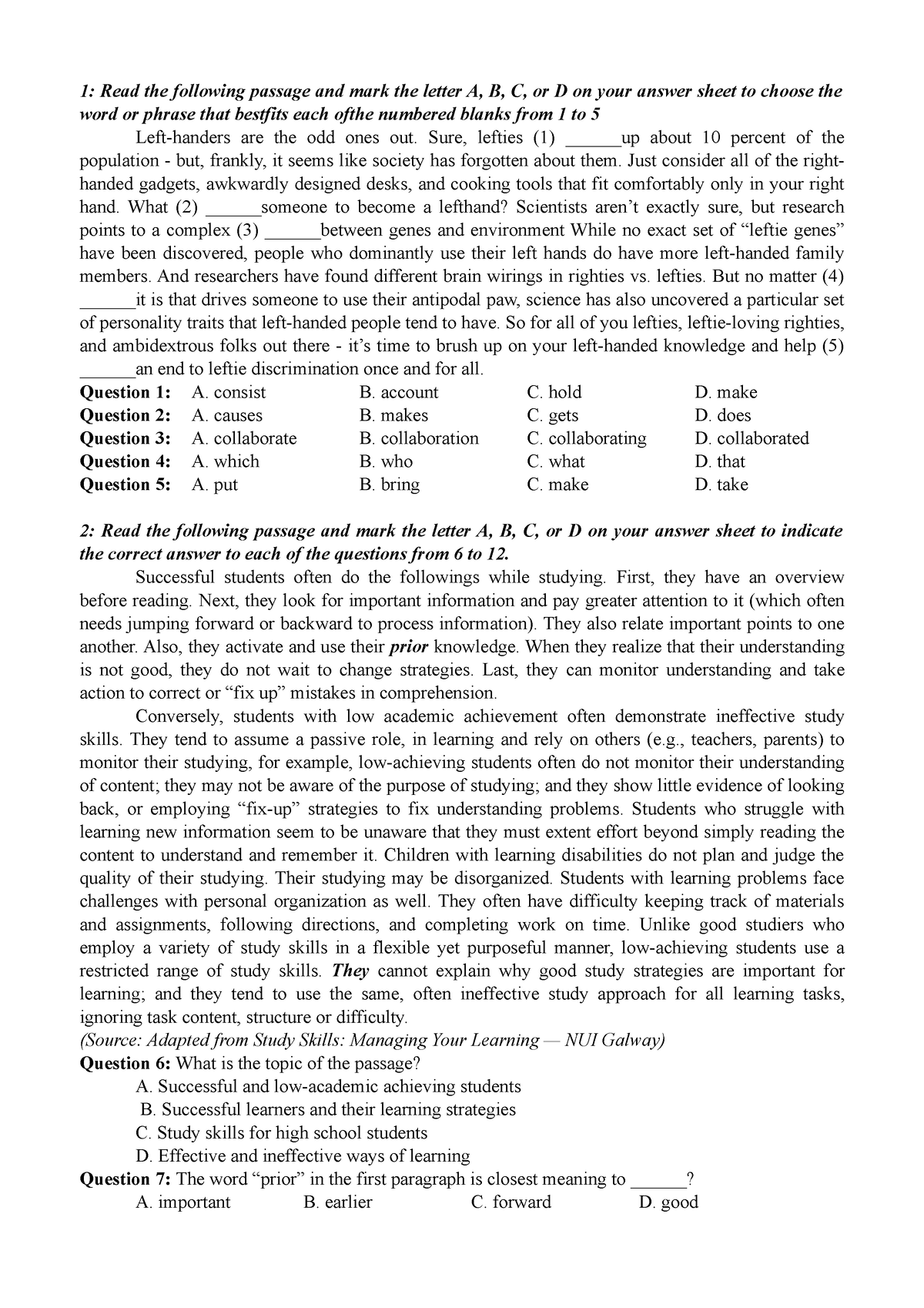 Bài đọc 5.6.23-ĐÁP ÁN - English Grammar - 1: Read The Following Passage ...