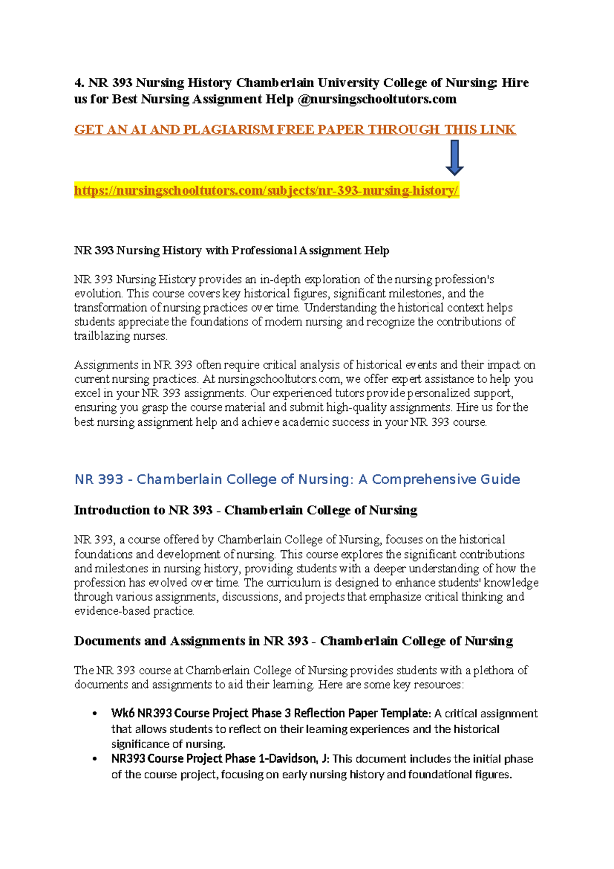 4. NR 393 Nursing History Chamberlain University College of Nursing ...