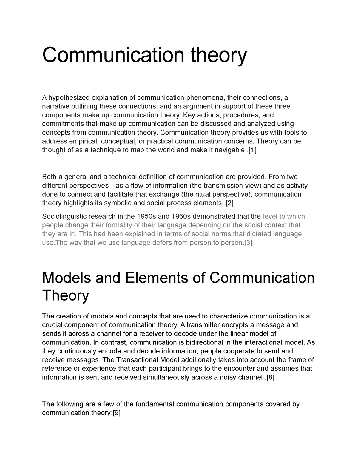 communication theory case study