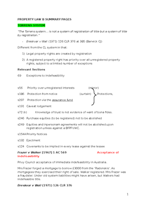 Property Law - Property Law Exam Notes Topic 1 The Concept Of Property ...