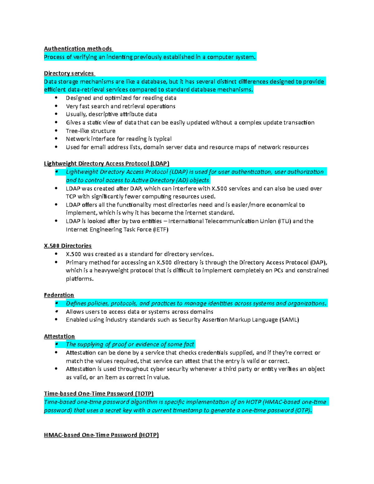Ch. 12 Security+ - Authentication methods Process of verifying an ...