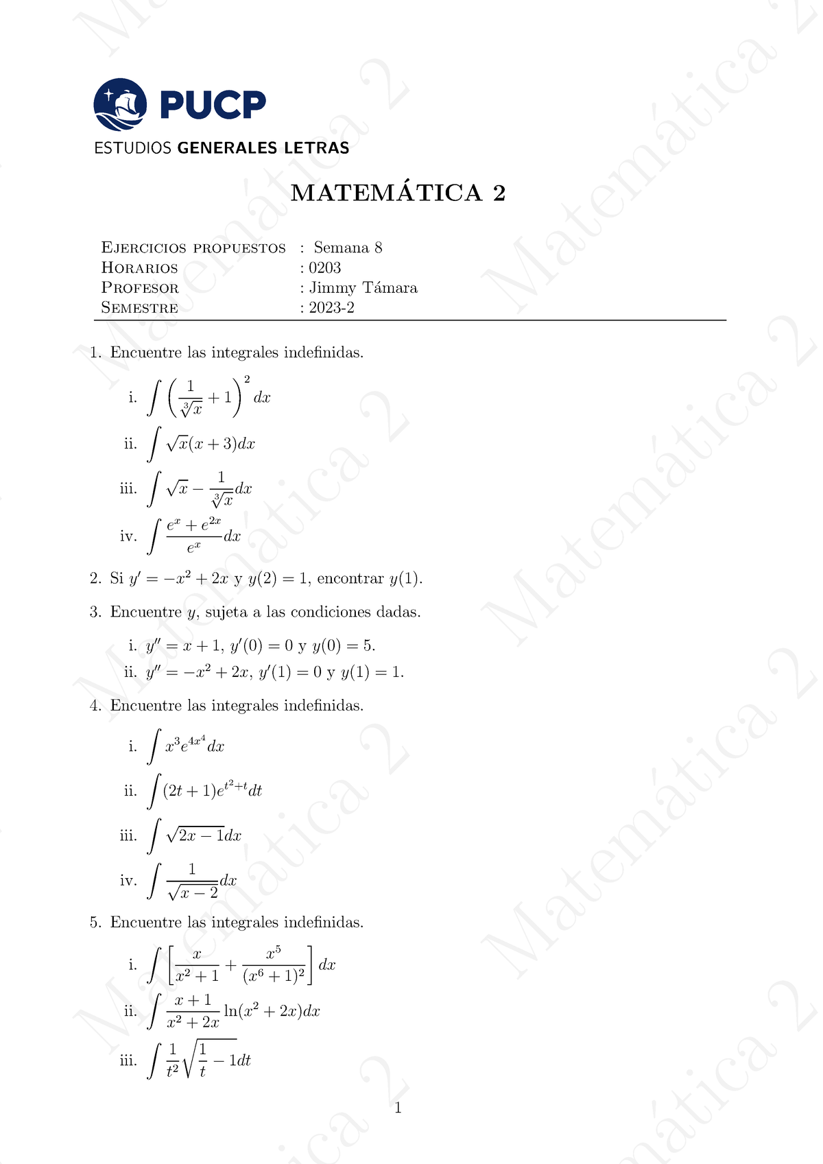 Lista De Ejercicio - Sem 8 - ESTUDIOS GENERALES LETRAS MATEM ́ATICA 2 ...