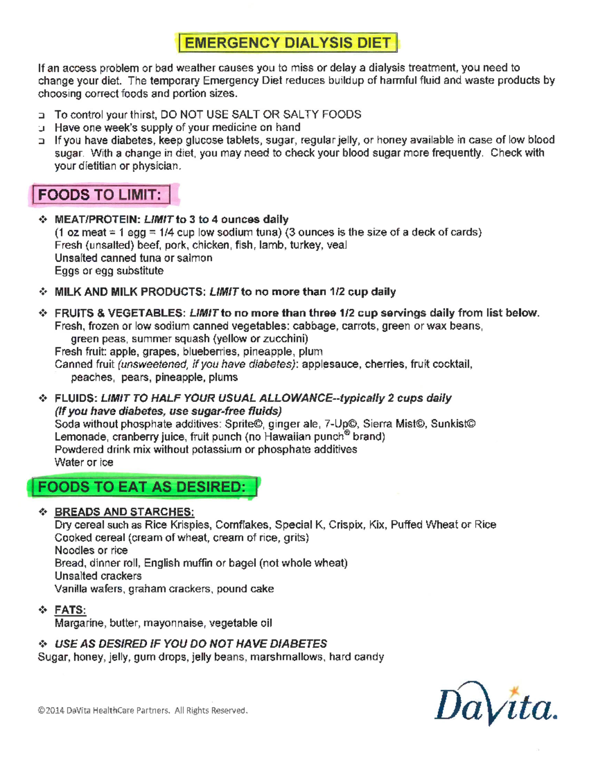 Dialysis Handouts good food bad food lists - NR-325 - Studocu