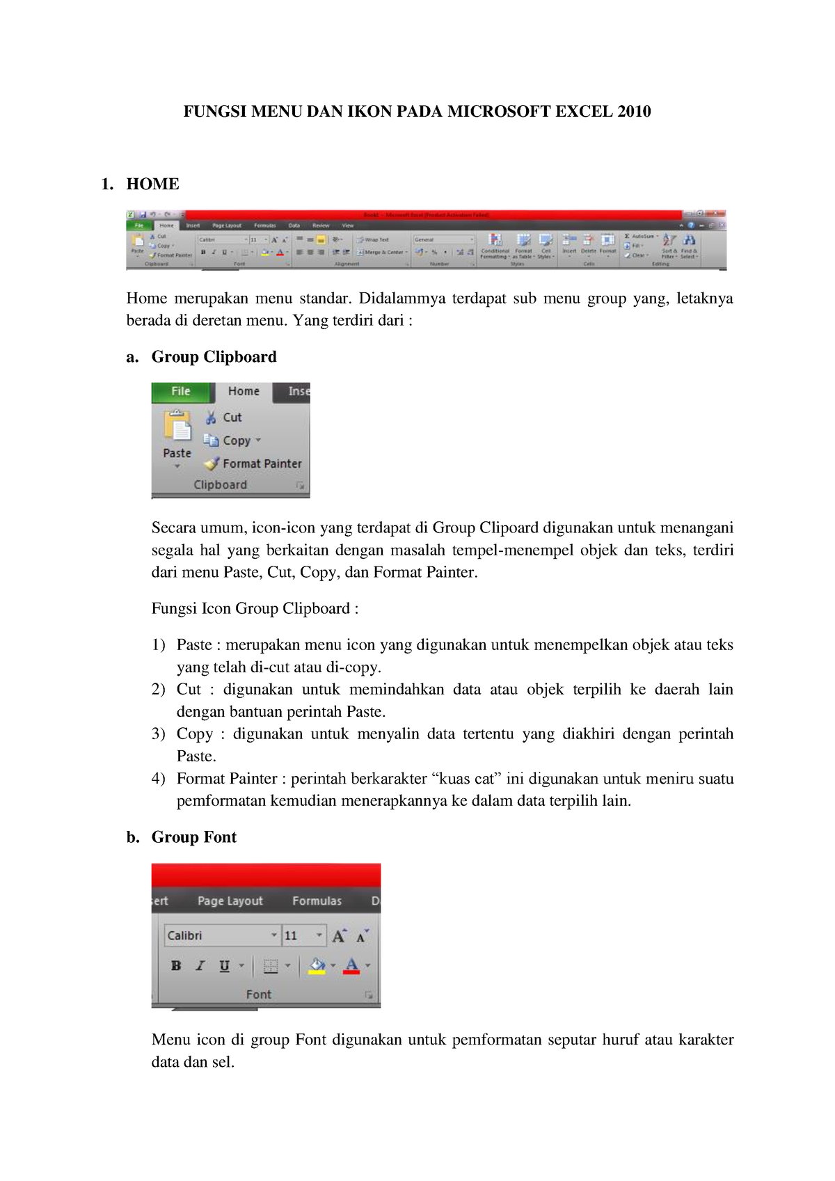 360137911 Fungsi Menu Dan Ikon Pada Microsoft Excel 2010 - FUNGSI MENU ...